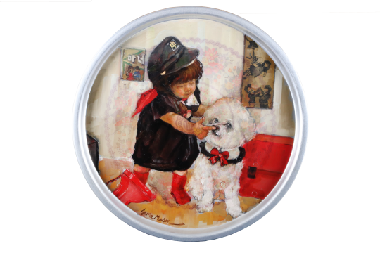 Art Bapsang Retro Baby and Dog Series: Add Art to the retro aluminum table